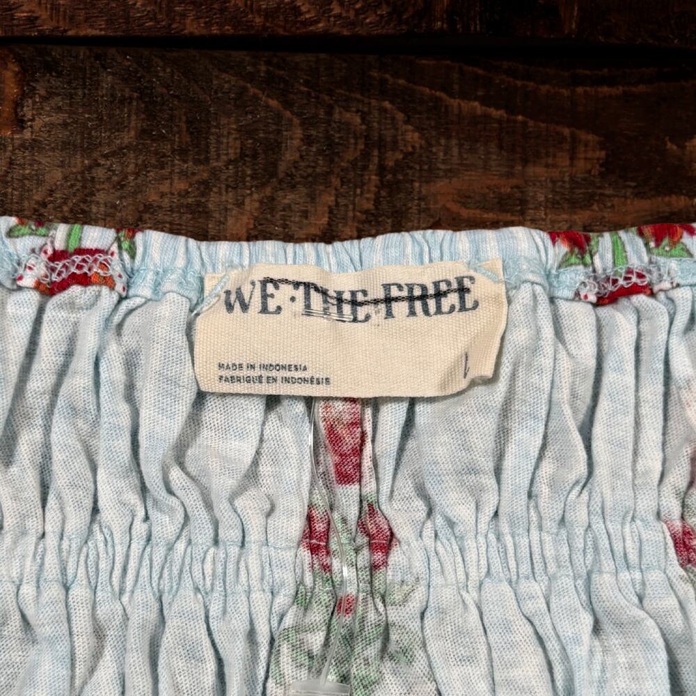 Free People We the Free Dolce Vita Floral Smocked Peplum Boho Tank Top Large - Picture 4 of 8
